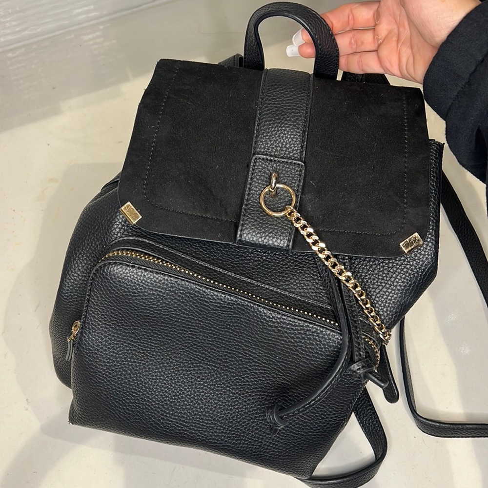 Black, leather backpack